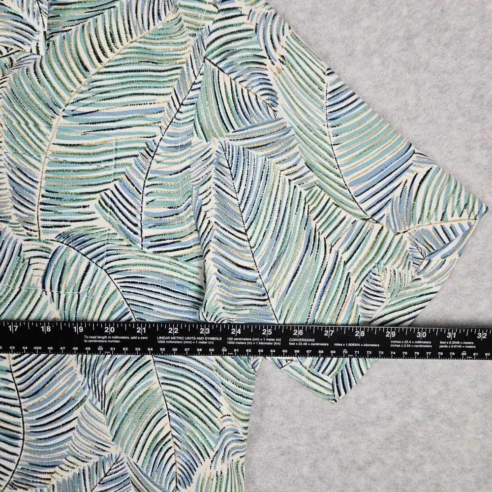 Tommy Bahama (Mens XL) Blue Silk Shirt Hawaiian Palm Leaf Tropical Camp Vacation